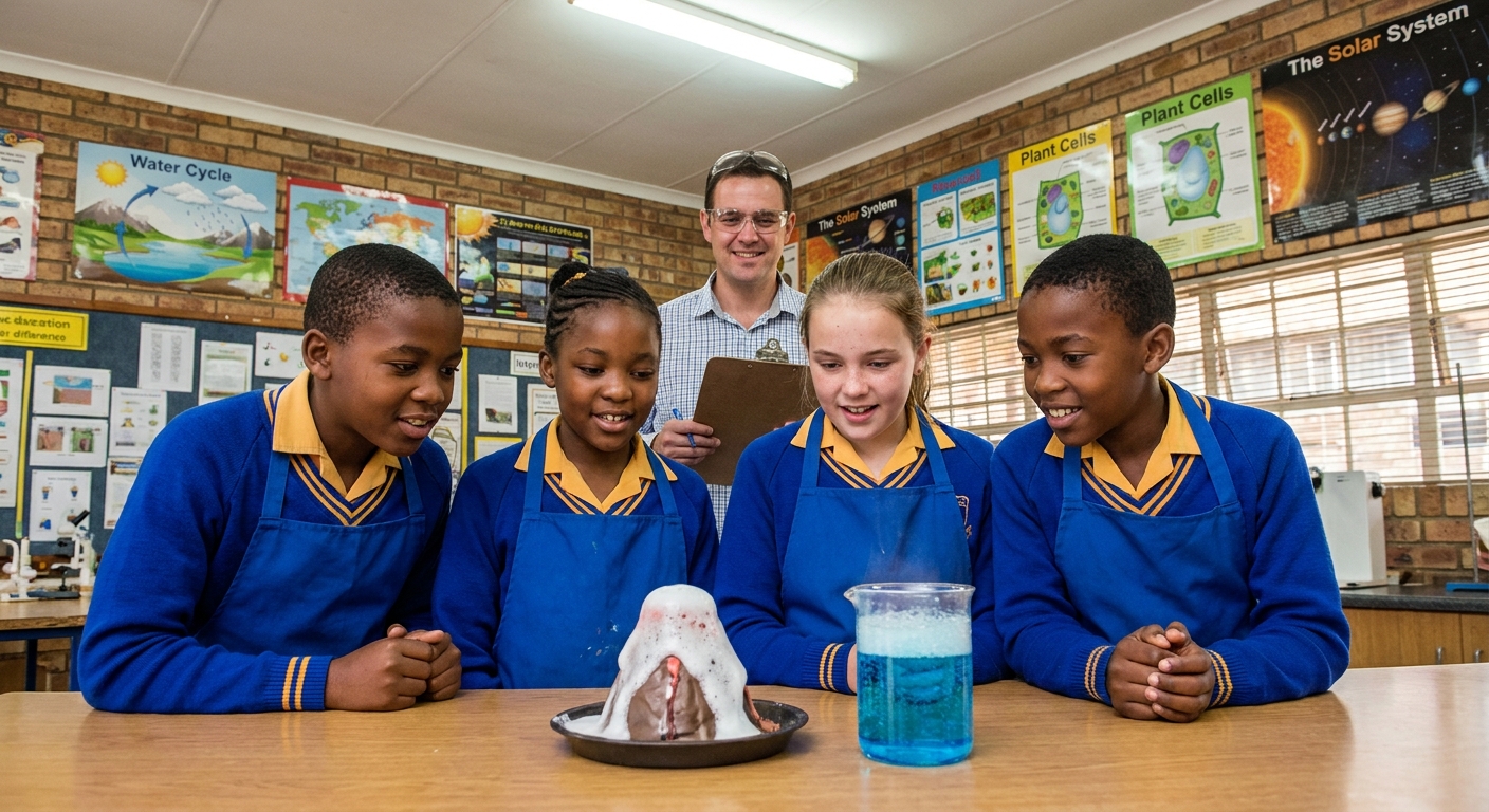 Learners doing a simple science experiment