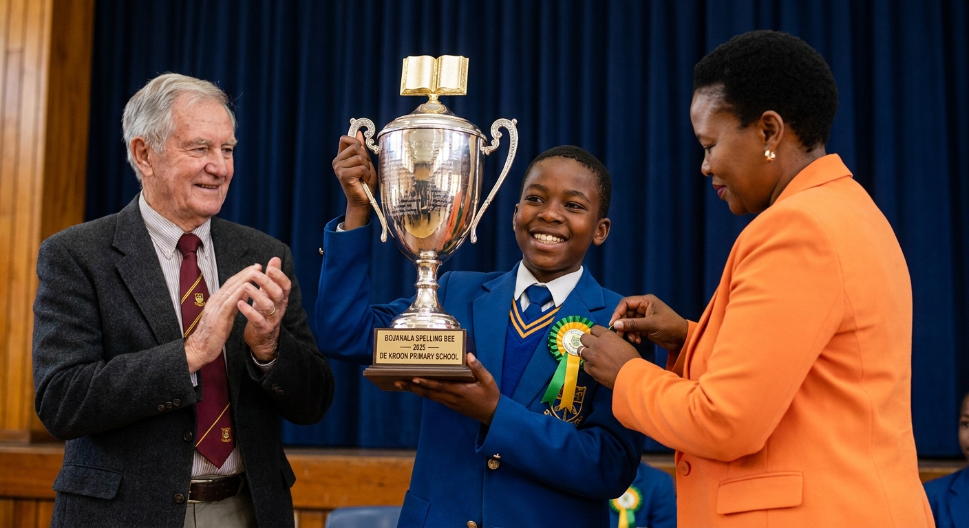 District spelling bee trophy presentation