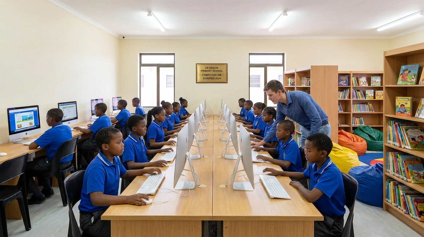 Modern classroom and library at De Kroon