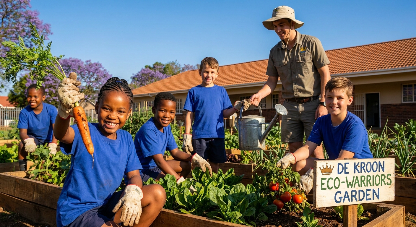 Learners working in the school vegetable garden